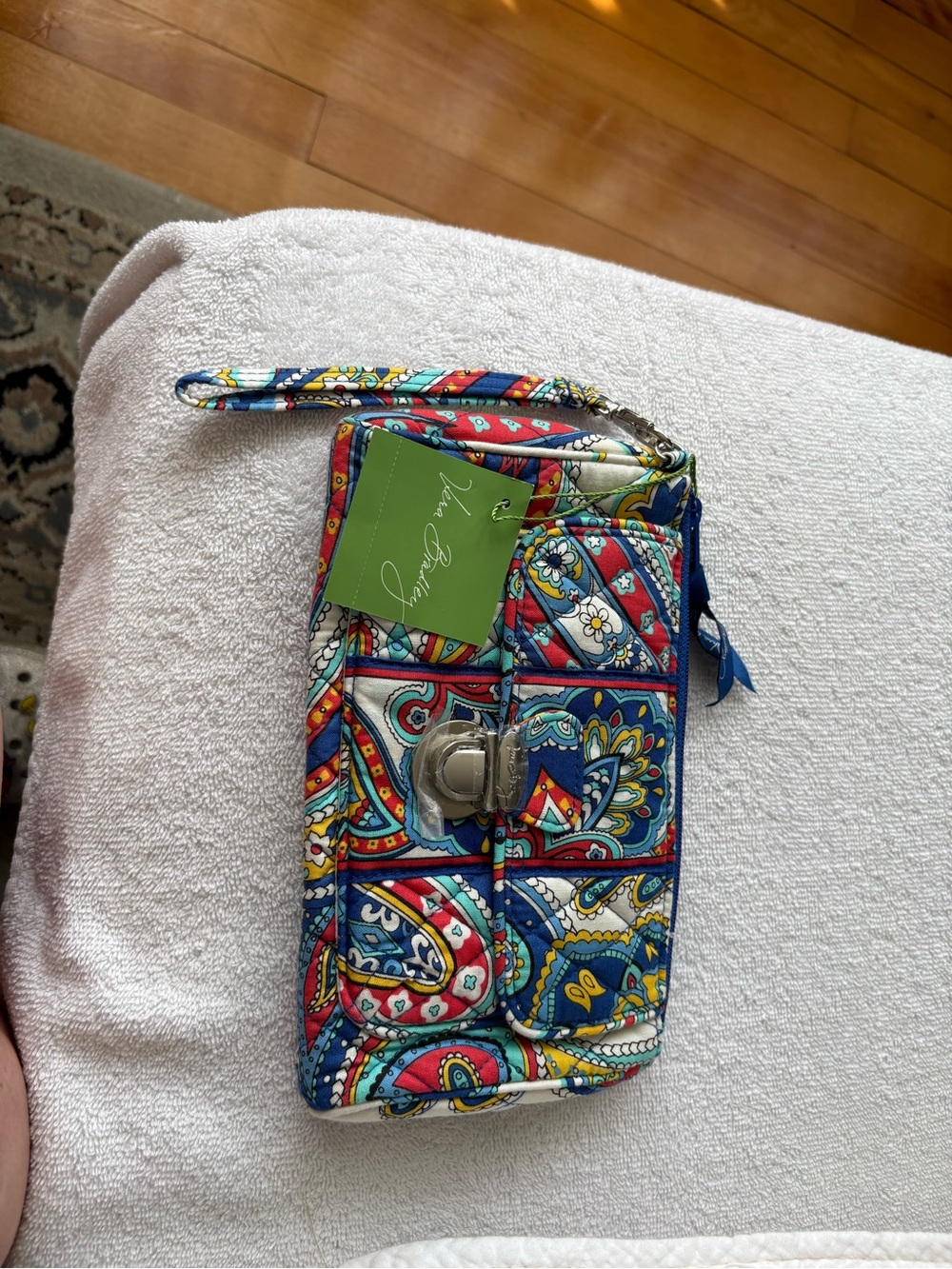 Vera Bradley Quilted Paisley Wristlet - Blue, Red, Yellow